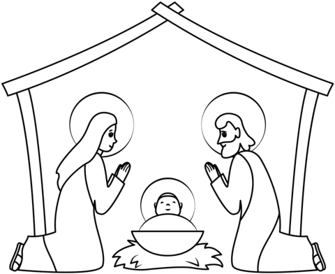 Nativity Stable Coloring Page